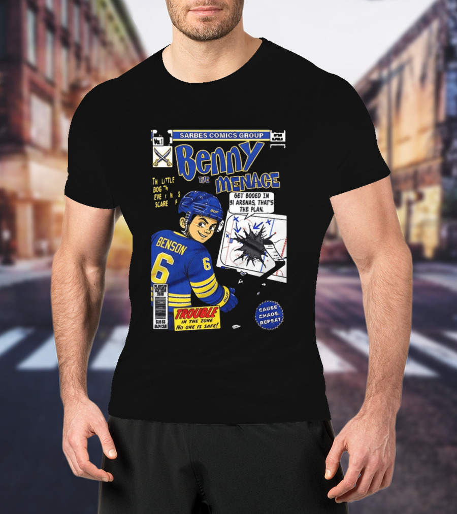 Sarbes Comics Benny The Menace Zach Benson Trouble Buffalo Sabres Hockey T-Shirt