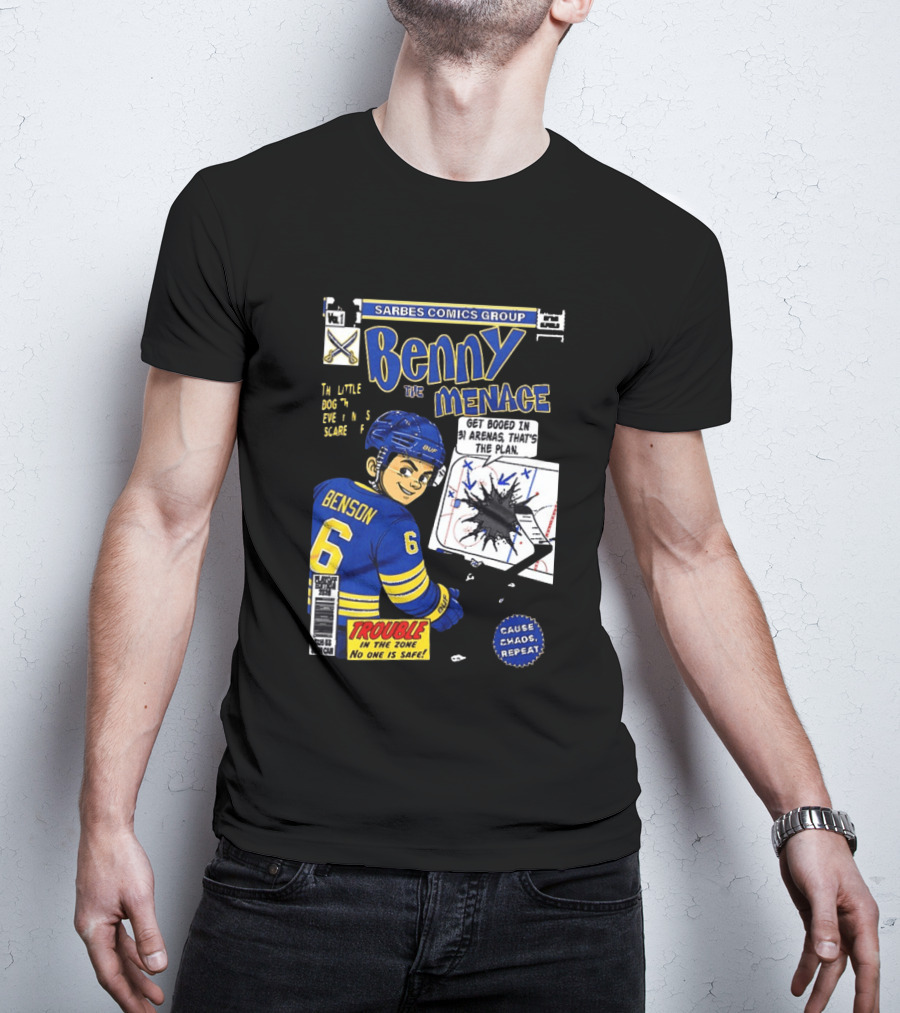 Sarbes Comics Benny The Menace Zach Benson Trouble Buffalo Sabres Hockey T-Shirt