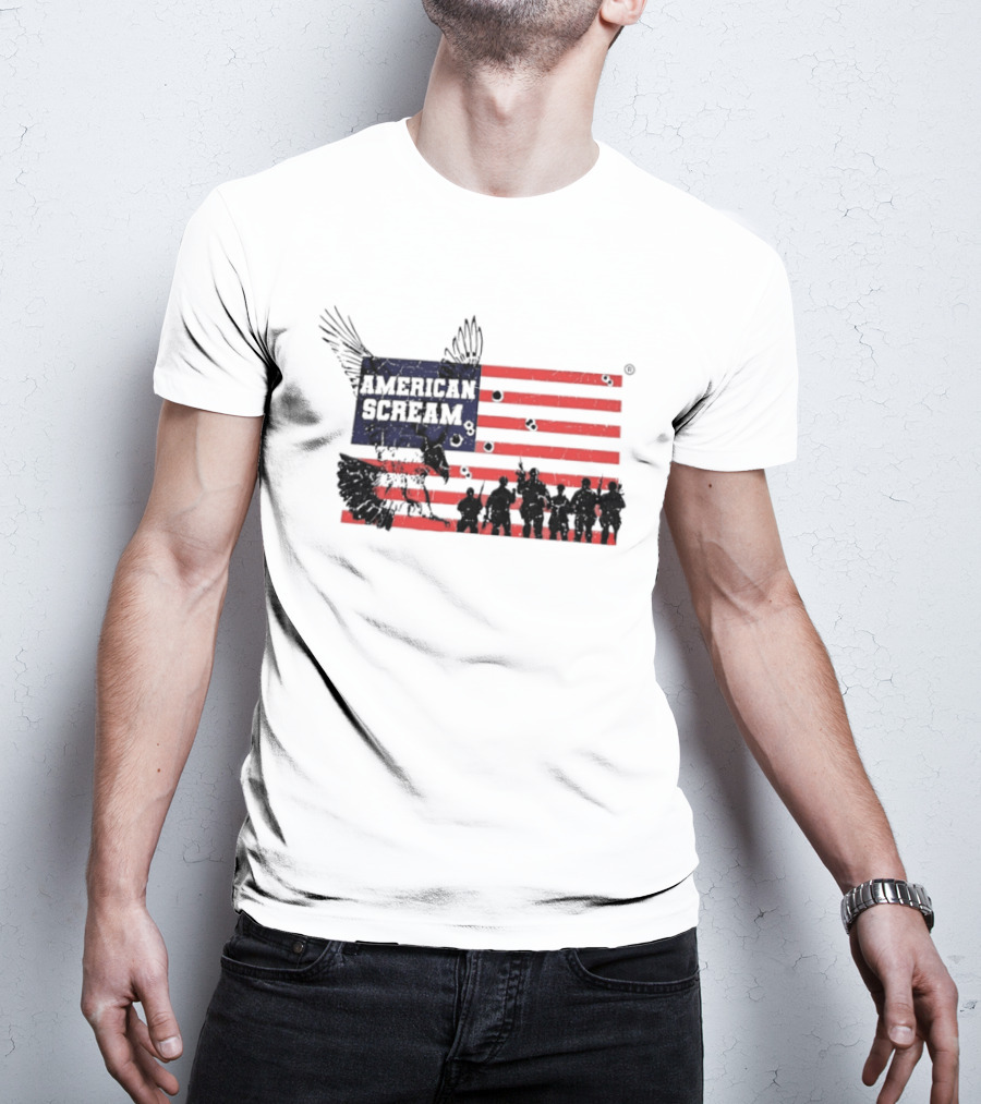 American Scream Soldiers USA Flag Eagle T-Shirt