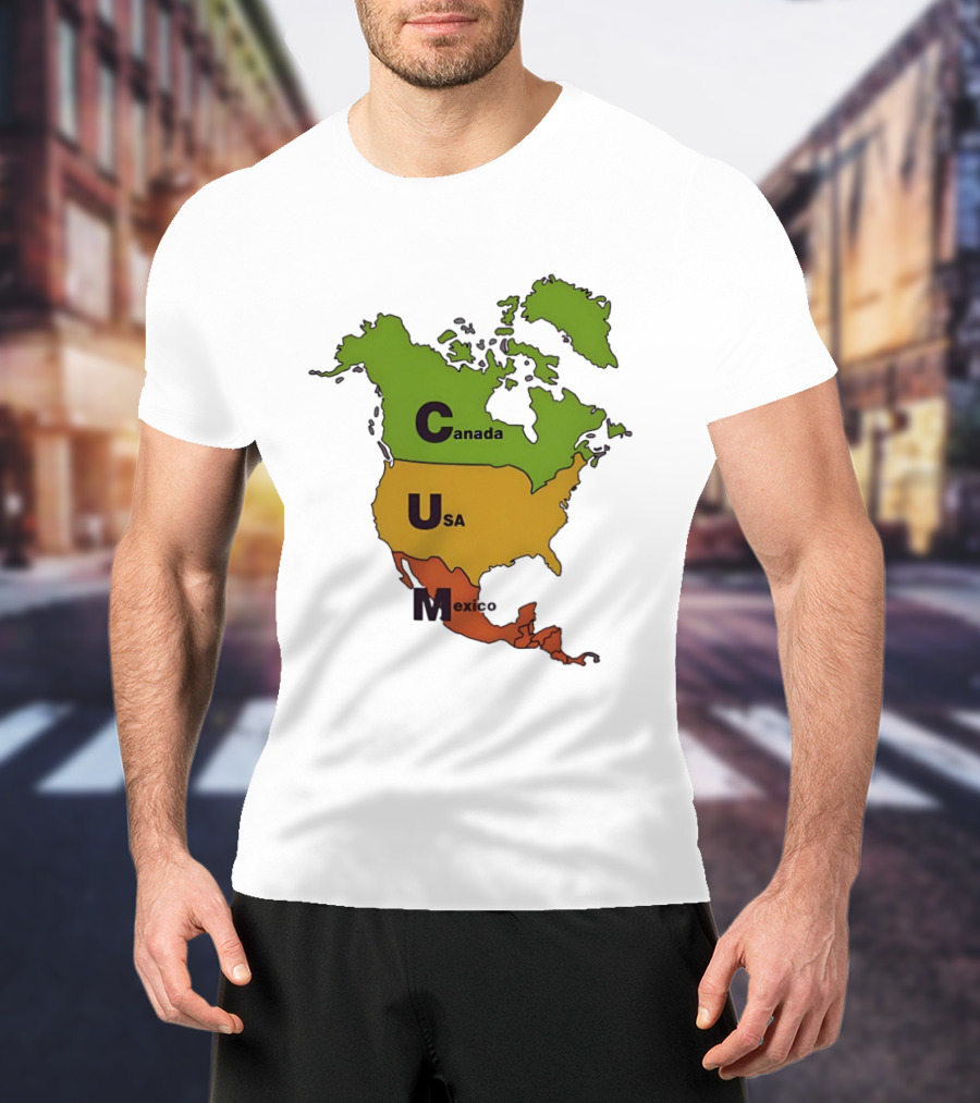 Canada USA Mexico Map CUM Bold Letters T-Shirt