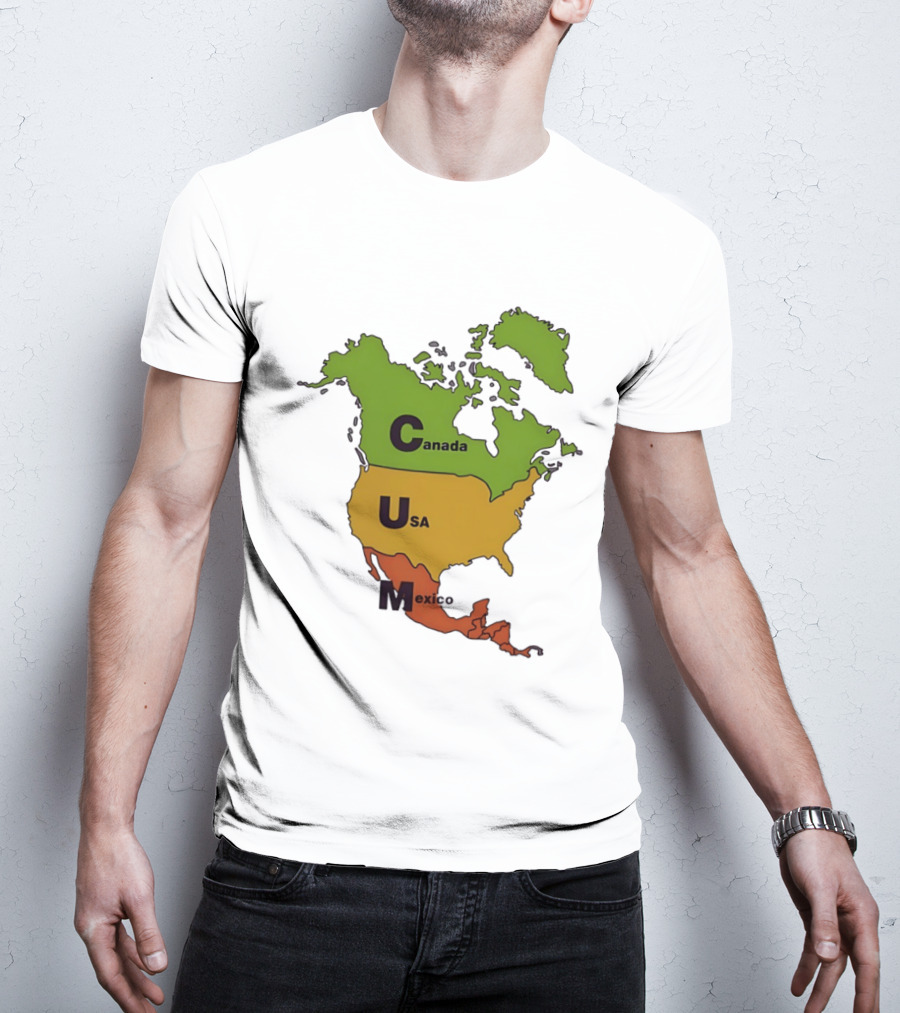 Canada USA Mexico Map CUM Bold Letters T-Shirt