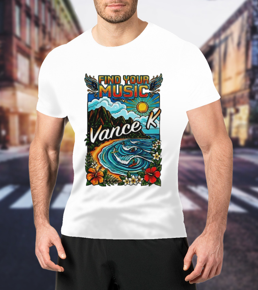 Find Your Music Vance K Tropical Surfing Paradise T-Shirt