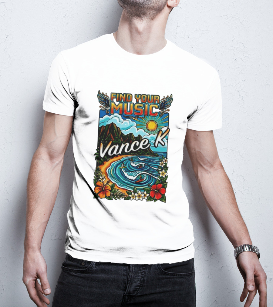 Find Your Music Vance K Tropical Surfing Paradise T-Shirt