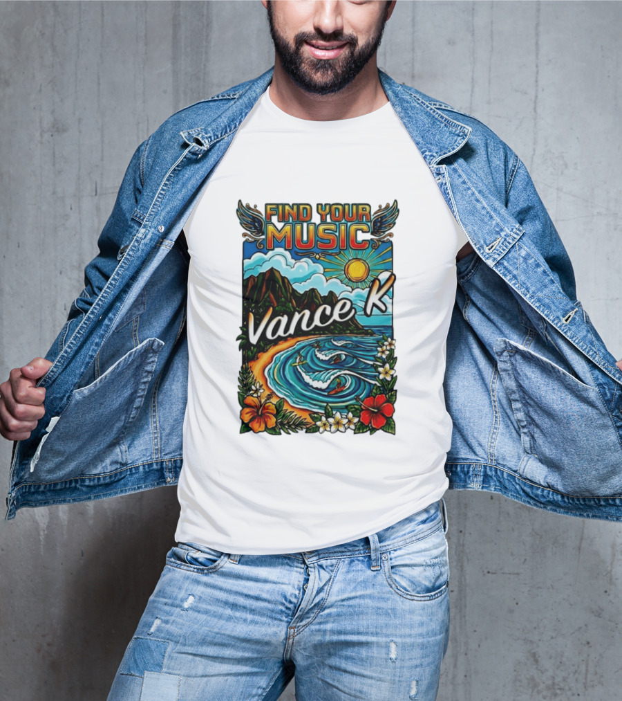 Find Your Music Vance K Tropical Surfing Paradise T-Shirt