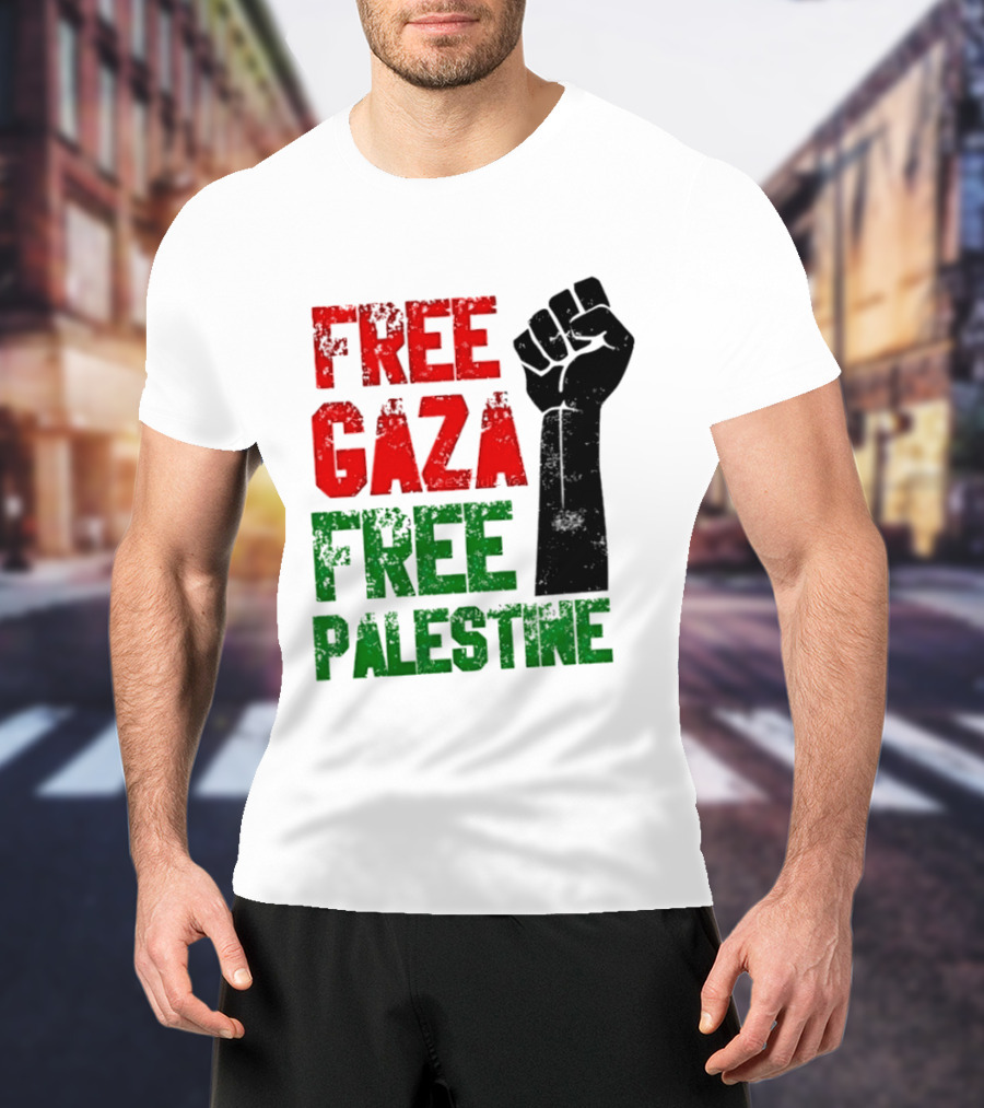 Free Gaza Free Palestine Raised Fist T-Shirt