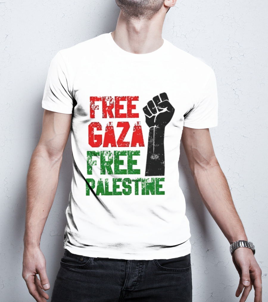 Free Gaza Free Palestine Raised Fist T-Shirt