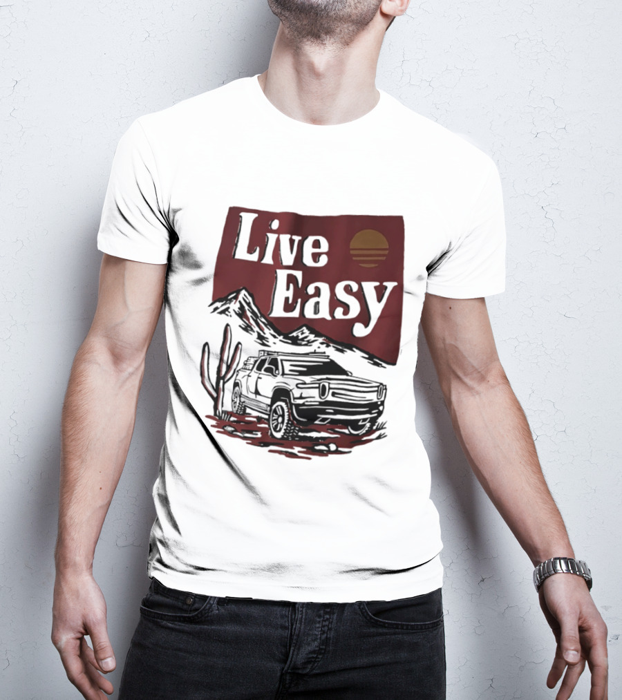 Live Easy Bronco Car Desert Adventure Sunset T-Shirt