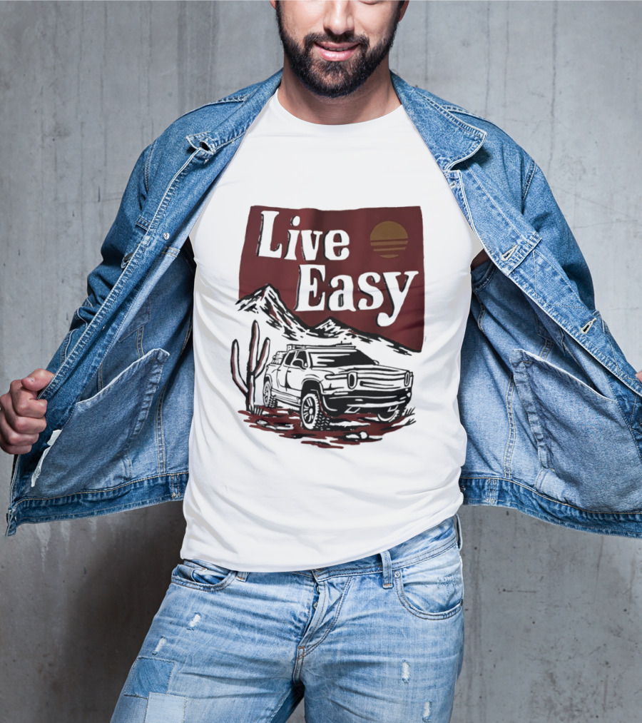 Live Easy Bronco Car Desert Adventure Sunset T-Shirt