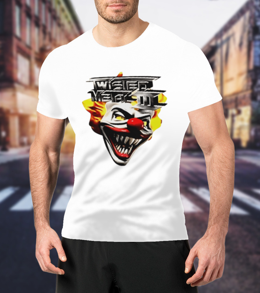 Twisted Metal III Sweet Tooth Clown Face Fiery Hair T-Shirt