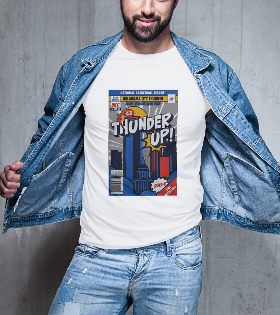 National Basketball League Oklahoma City Thunder Up Comic Swish They're Back OKC Basketball T-Shirt