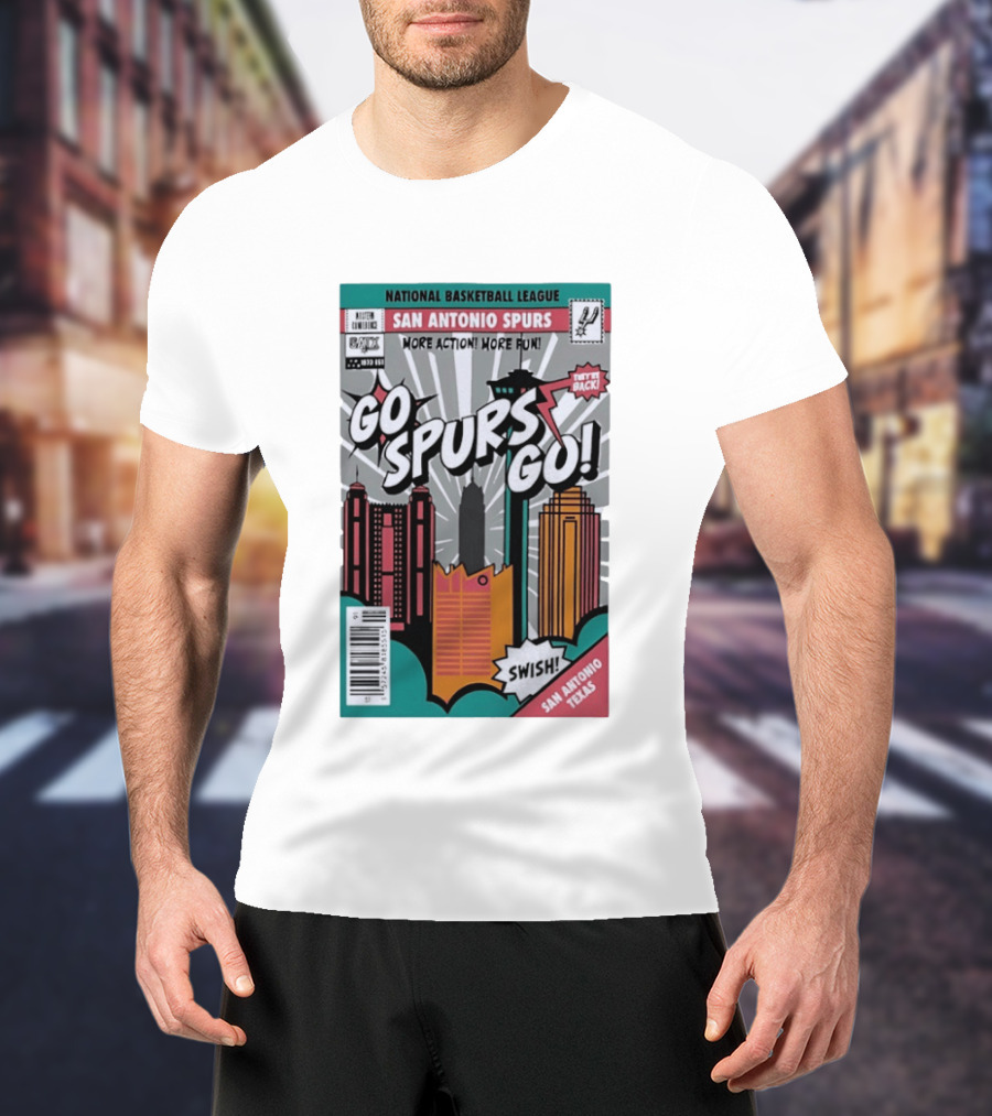 National Basketball League San Antonio Spurs More Action More Fun Go Spurs Go Swish Back Texas T-Shirt