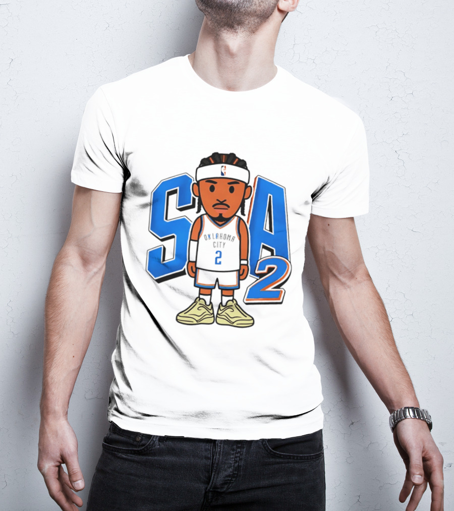 Shai Gilgeous Alexander Oklahoma City 2 Blue SA Caricature T-Shirt