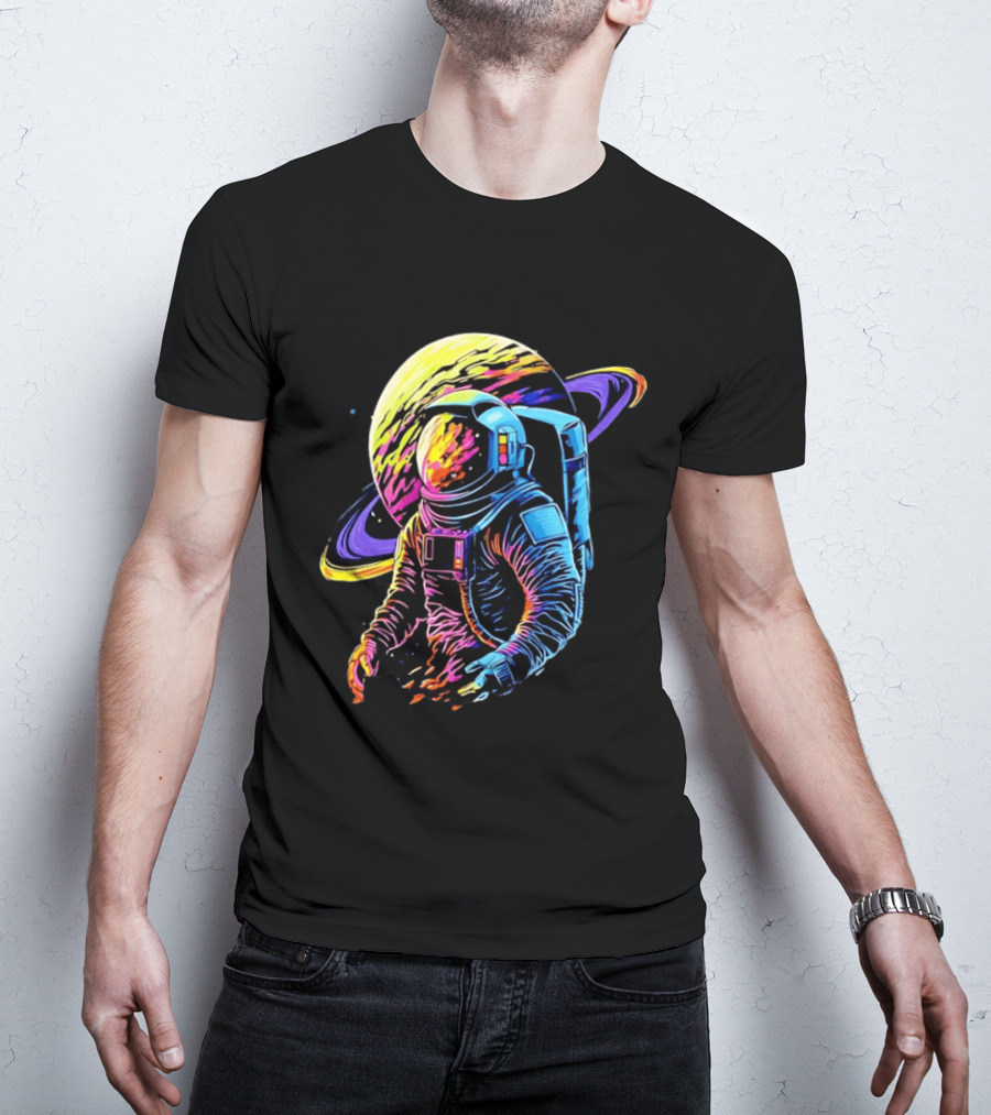 Astronaut Neon Into The Am Saturn Space Adventure T-Shirt