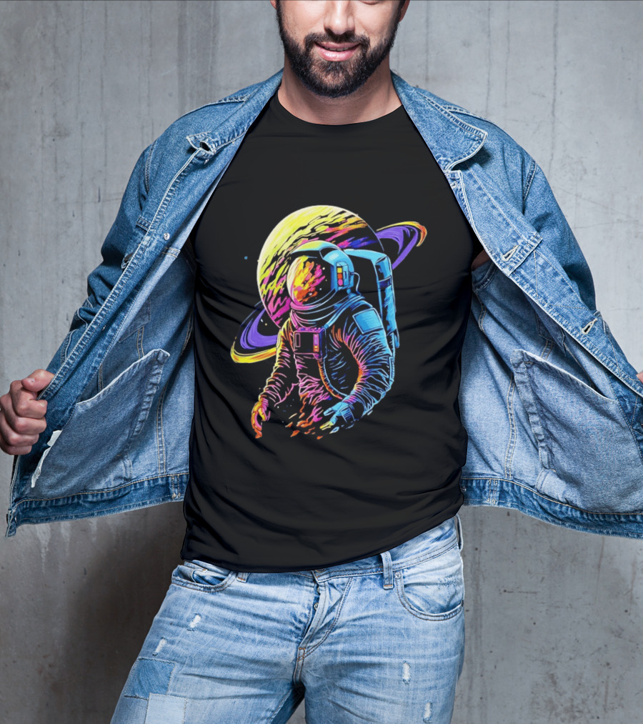 Astronaut Neon Into The Am Saturn Space Adventure T-Shirt