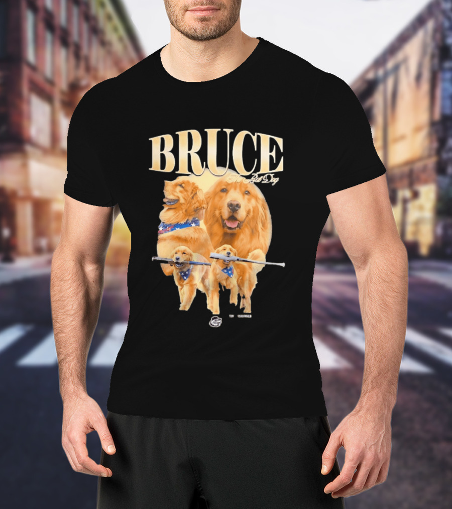 Bruce The Bat Dog Rochester Red Wings Baseball Golden Retriever T-Shirt