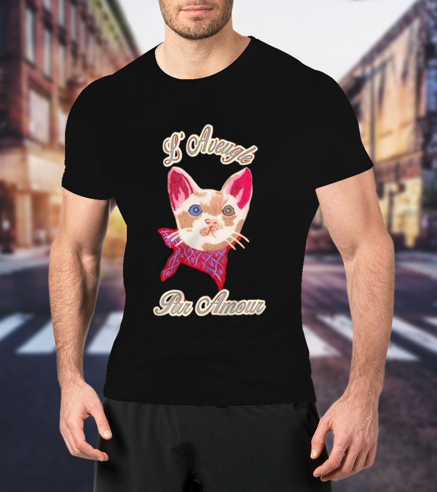 L'Aveugle Par Amour Cute Cat With Red Bandana T-Shirt