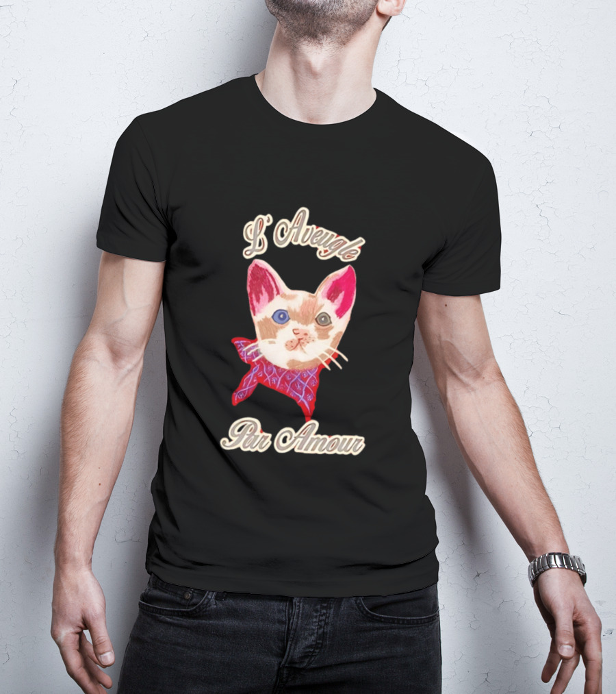 L'Aveugle Par Amour Cute Cat With Red Bandana T-Shirt