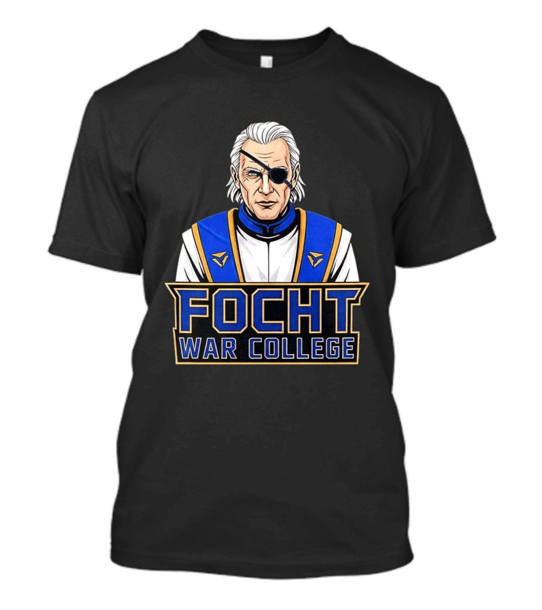 Focht War College Eyepatch Commander Blue And Gold Uniform T-Shirt