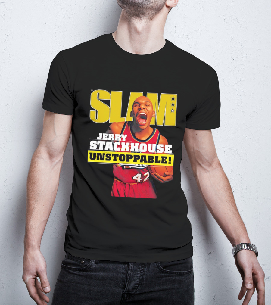 Jerry Stackhouse SLAM Unstoppable Detroit Pistons 42 Hardwood Classics Basketball T-Shirt