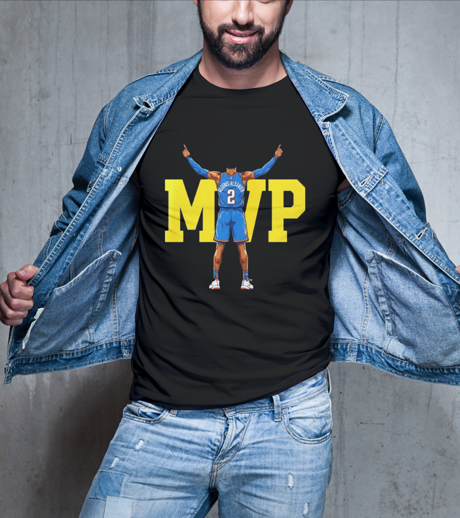 MVP Back 2 Back Shai Gilgeous Alexander Oklahoma City Thunder Basketball Player Blue Jersey Number 2 T-Shirt