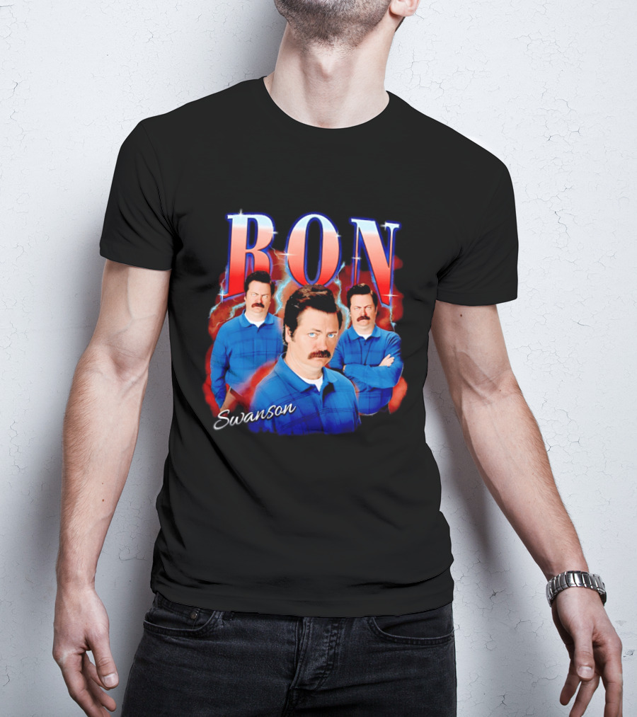 Ron Swanson Triple Image Humor T-Shirt