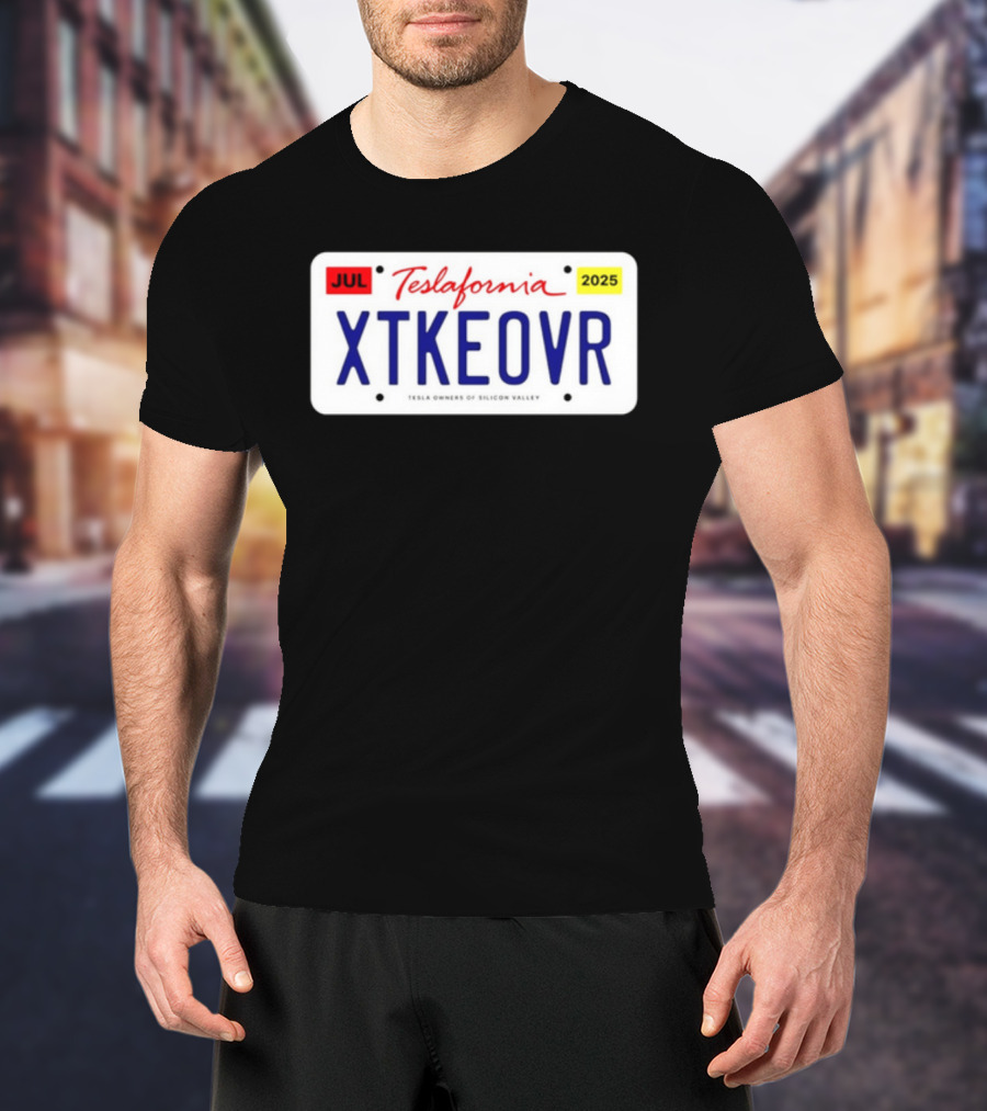 Teslafornia XTKEOVR License Plate 2025 T-Shirt
