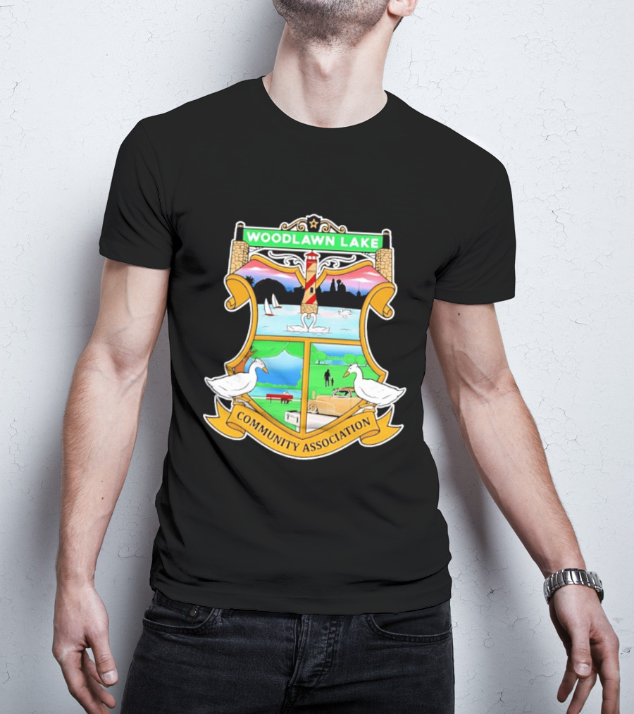 Woodlawn Lake Community Association Scenic Emblem In San Antonio Texas T-Shirt