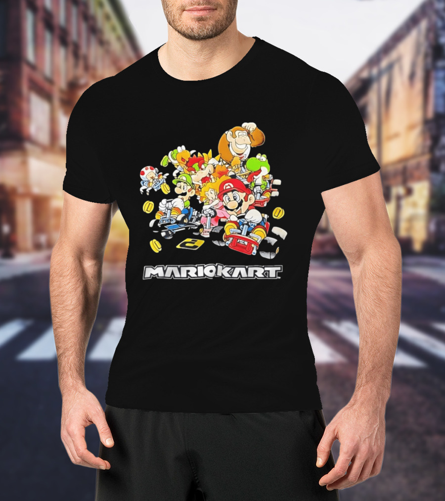 MARIOKART Racing Characters Compilation Black T-Shirt