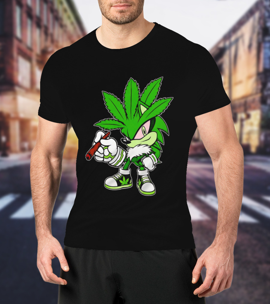 Chronic The Hemphog Weed Cartoon Sonic Parody Cannabis Leaf T-Shirt