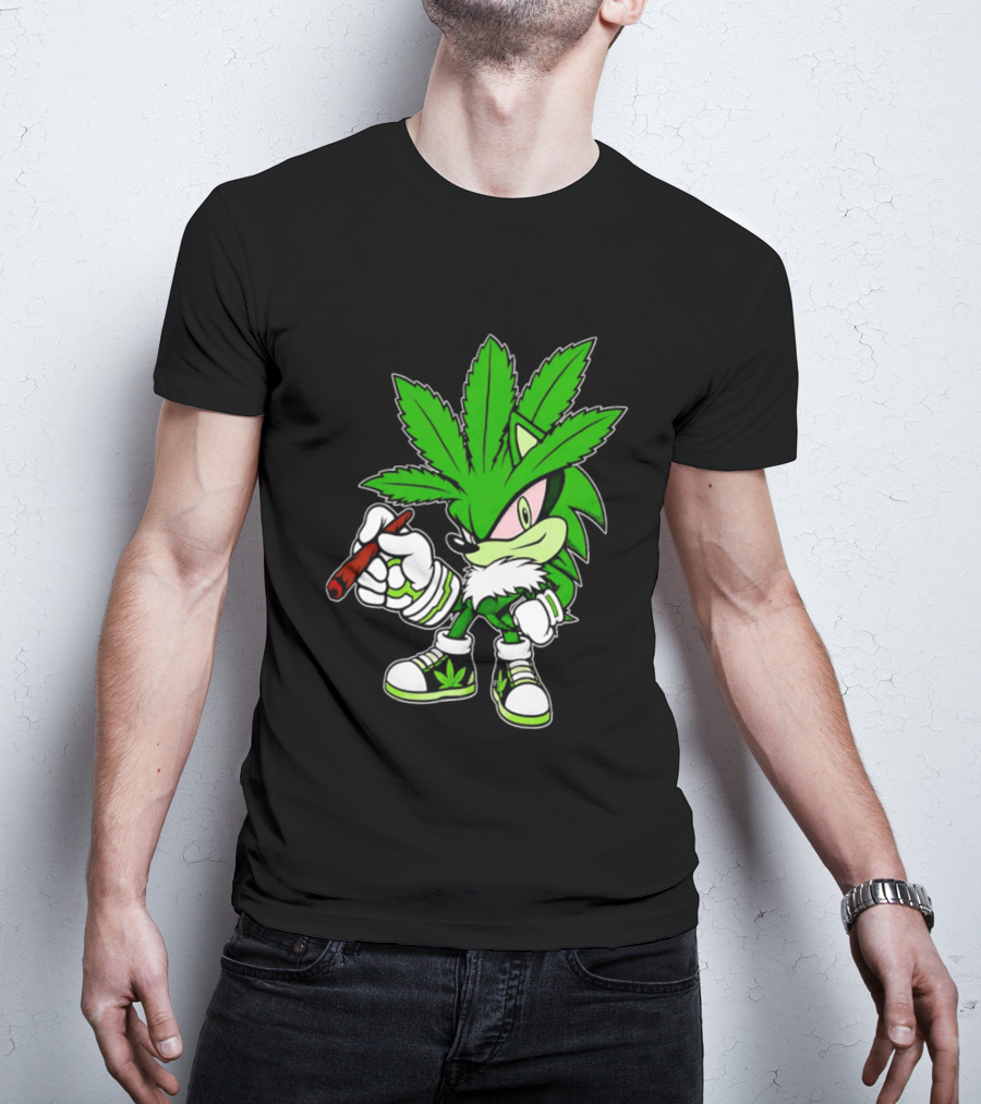 Chronic The Hemphog Weed Cartoon Sonic Parody Cannabis Leaf T-Shirt