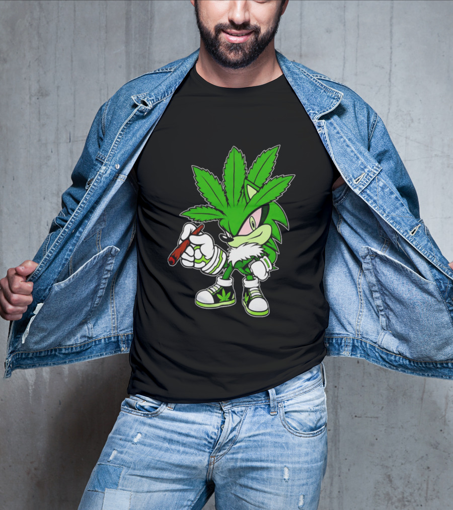 Chronic The Hemphog Weed Cartoon Sonic Parody Cannabis Leaf T-Shirt