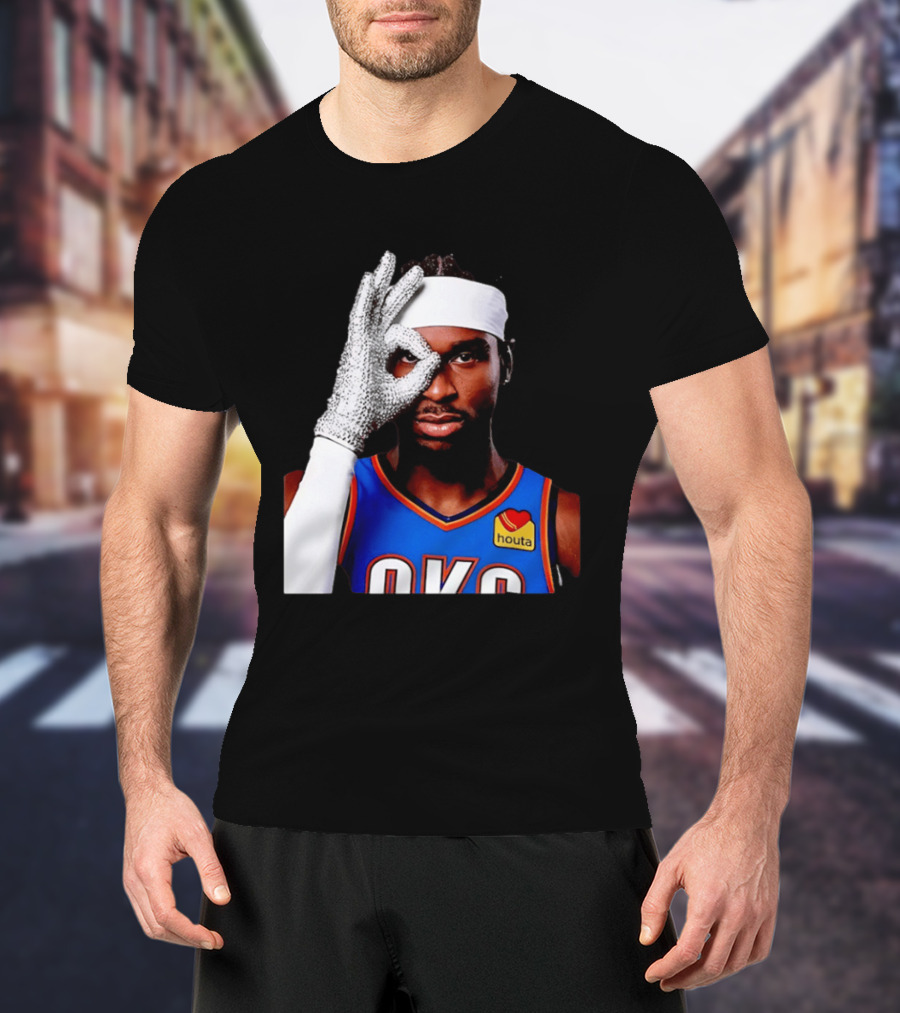 Shai Gilgeous Alexander OKC Thunders Houta Jersey Iceman Glove Gesture T-Shirt