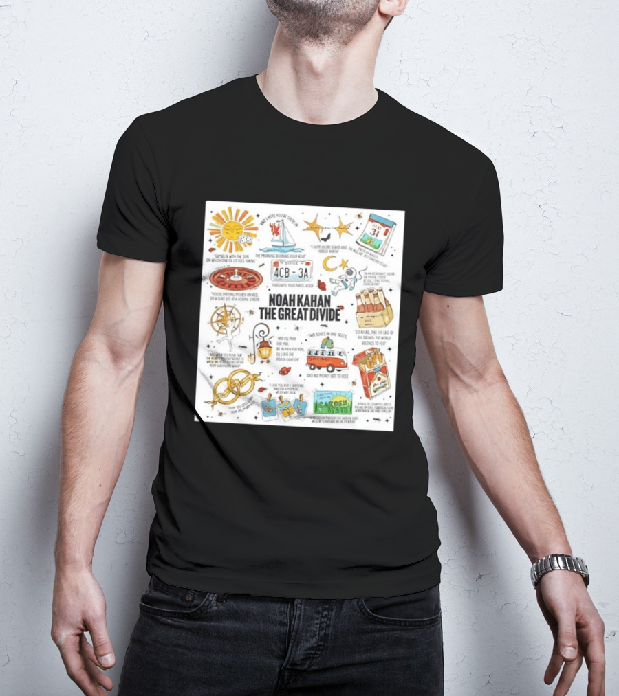 Noah Kahan The Great Divide Album Art Lyric Doodle August 31 Highlights T-Shirt