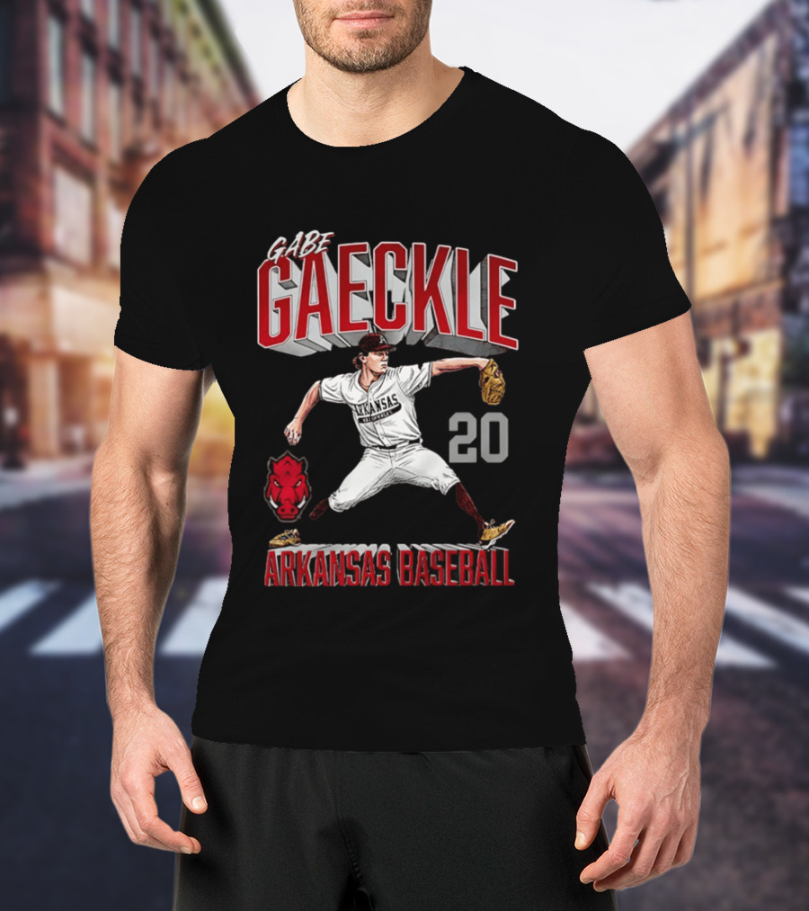 Gabe Gaeckle 20 Arkansas Razorbacks Baseball NCAA T-Shirt