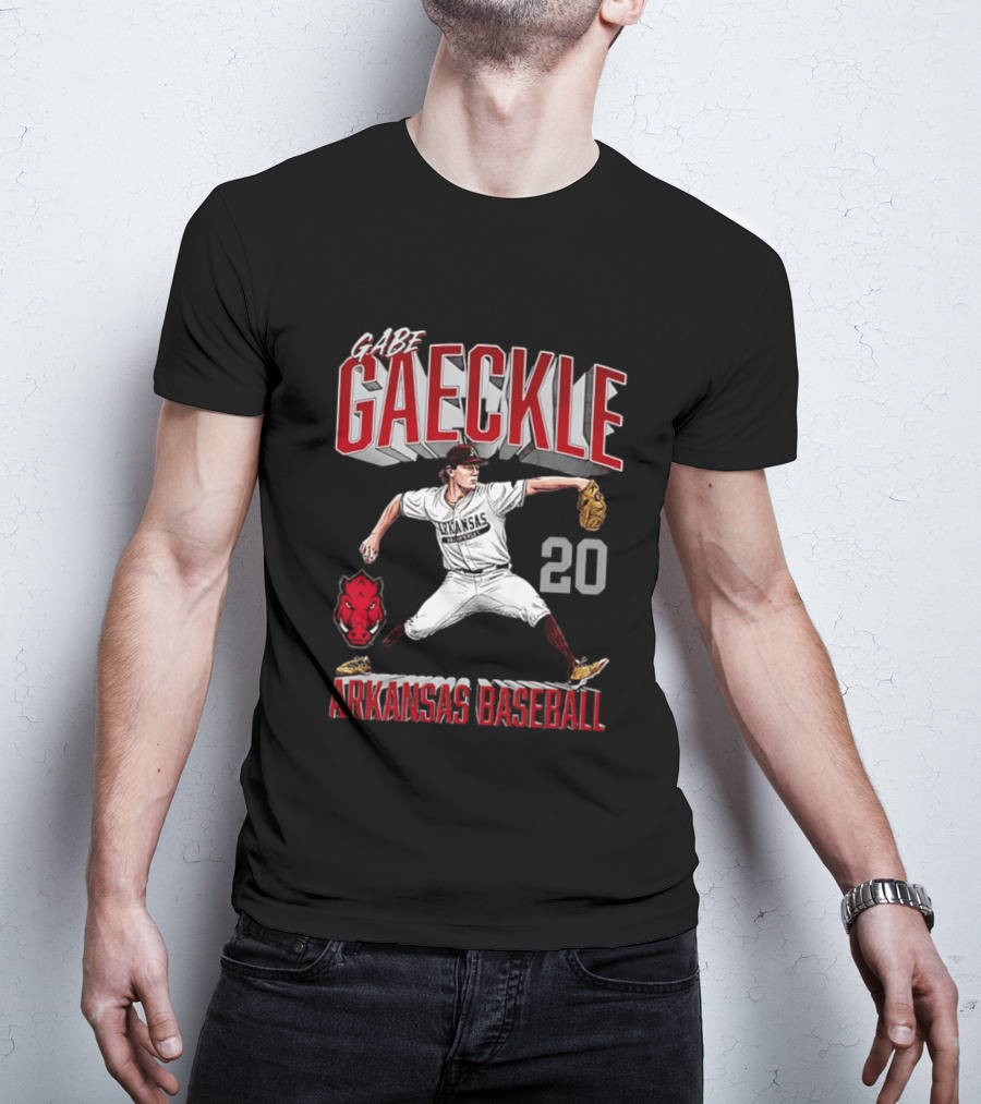 Gabe Gaeckle 20 Arkansas Razorbacks Baseball NCAA T-Shirt