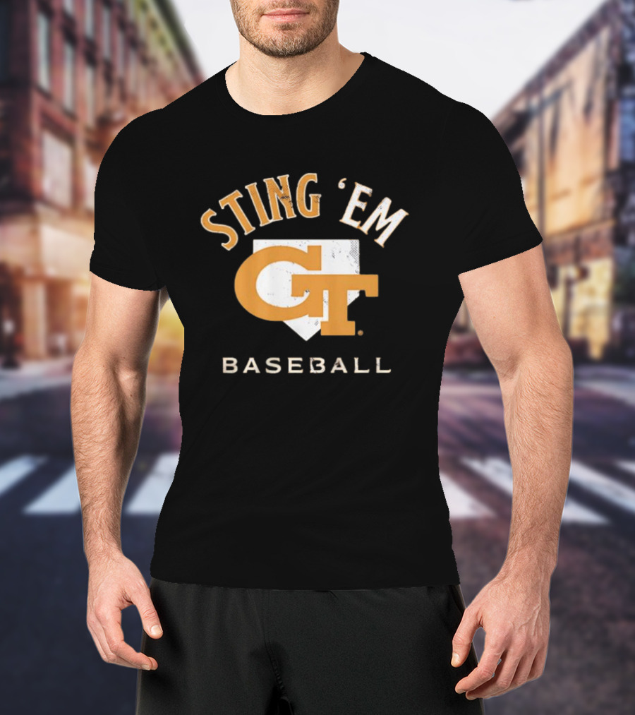 Georgia Tech Yellow Jackets Sting 'Em GT Baseball Home Plate T-Shirt