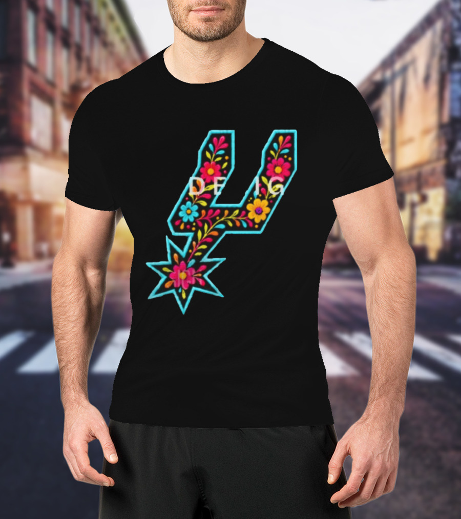 Original Spurs Floral San Antonio Spurs Basketball Nba 2026 Floral Pattern Spurs Logo 2026 T-Shirt