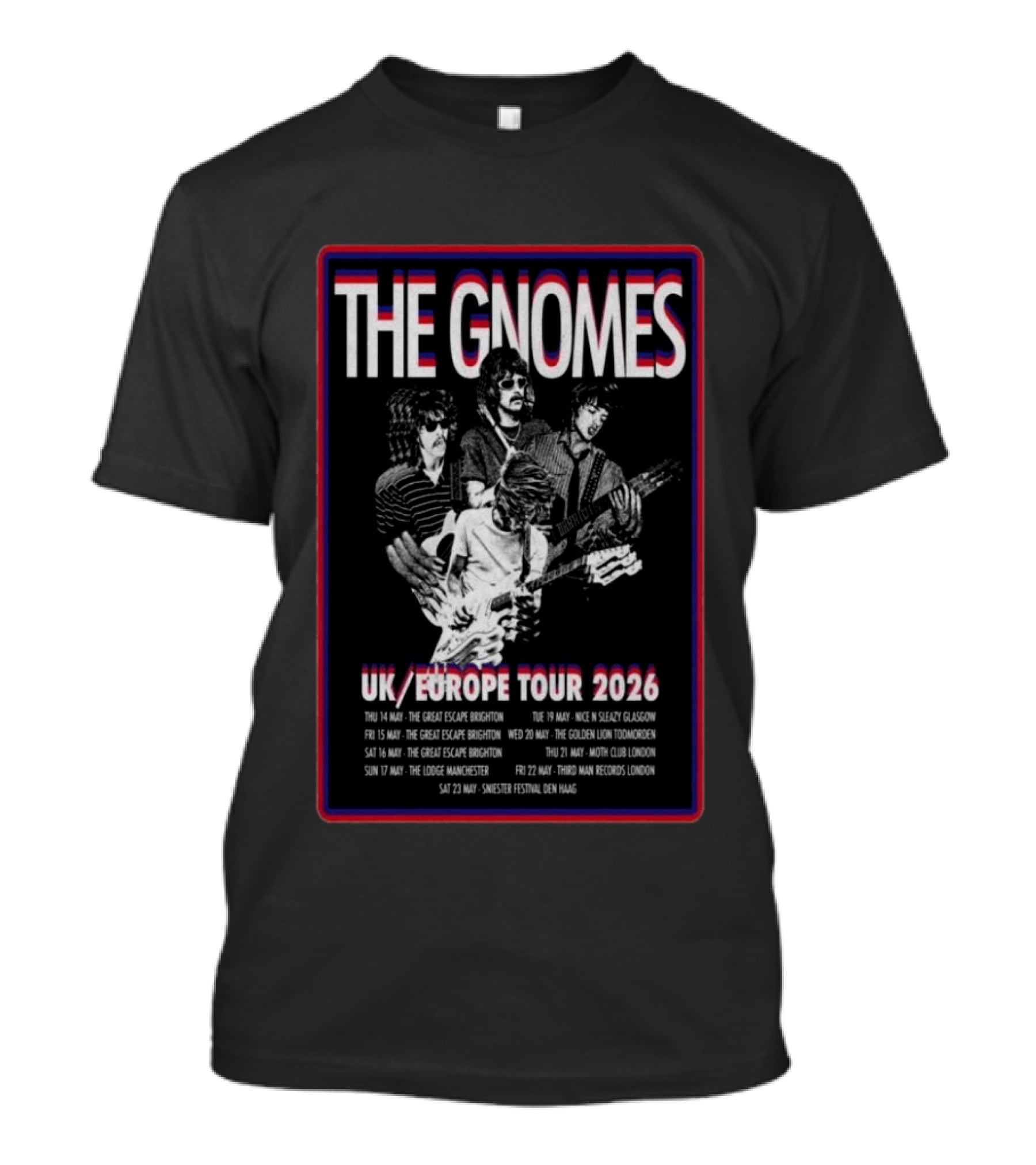 The Gnomes UK Europe Tour 2026 Brighton Manchester Glasgow London T-Shirt