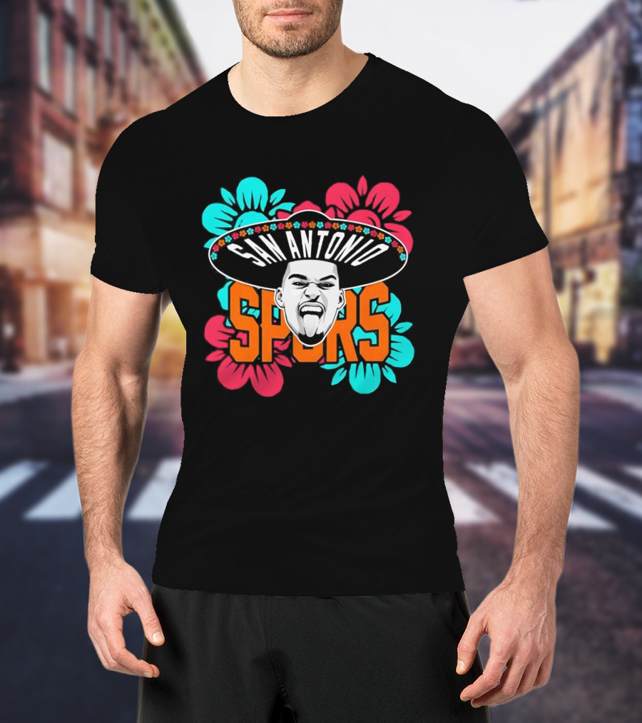 San Antonio Spurs Victor Wembanyama Sombrero Flowers T-Shirt