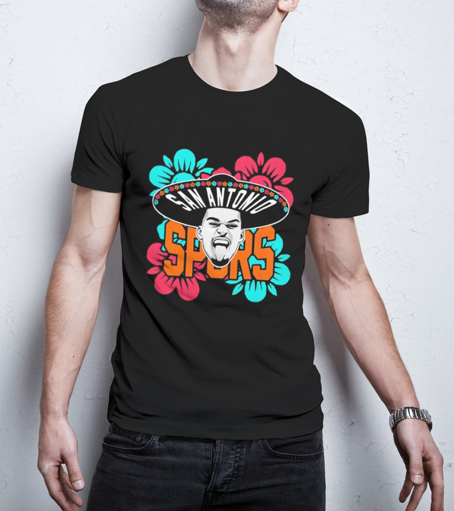 San Antonio Spurs Victor Wembanyama Sombrero Flowers T-Shirt