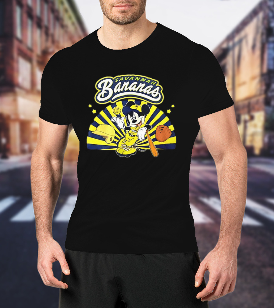 Savannah Bananas Mickey Mouse Baseball Team Sports Fan T-Shirt