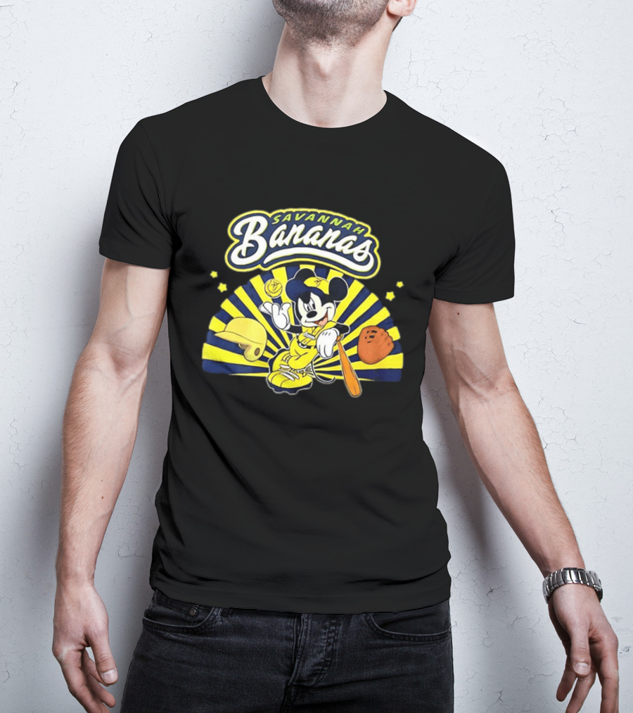 Savannah Bananas Mickey Mouse Baseball Team Sports Fan T-Shirt