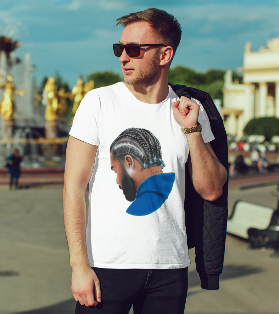 Drake Cornrow Braid Hairstyle Blue Sparkle T-Shirt