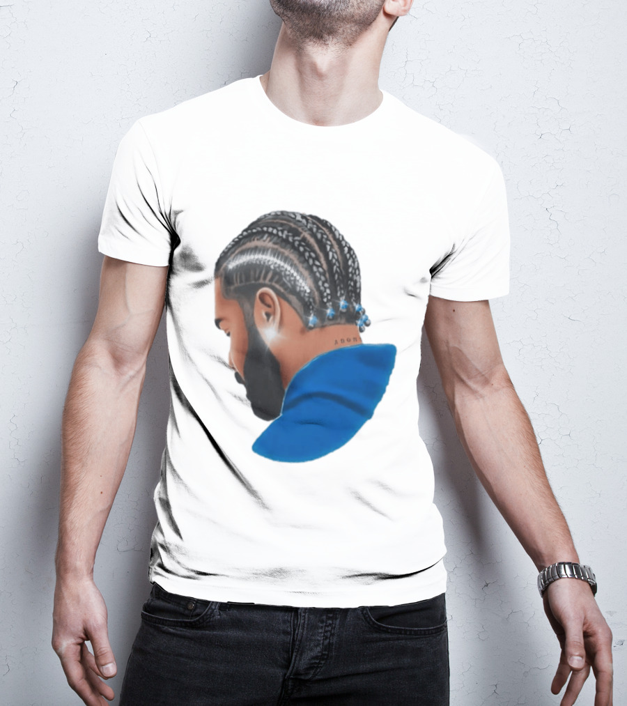 Drake Cornrow Braid Hairstyle Blue Sparkle T-Shirt