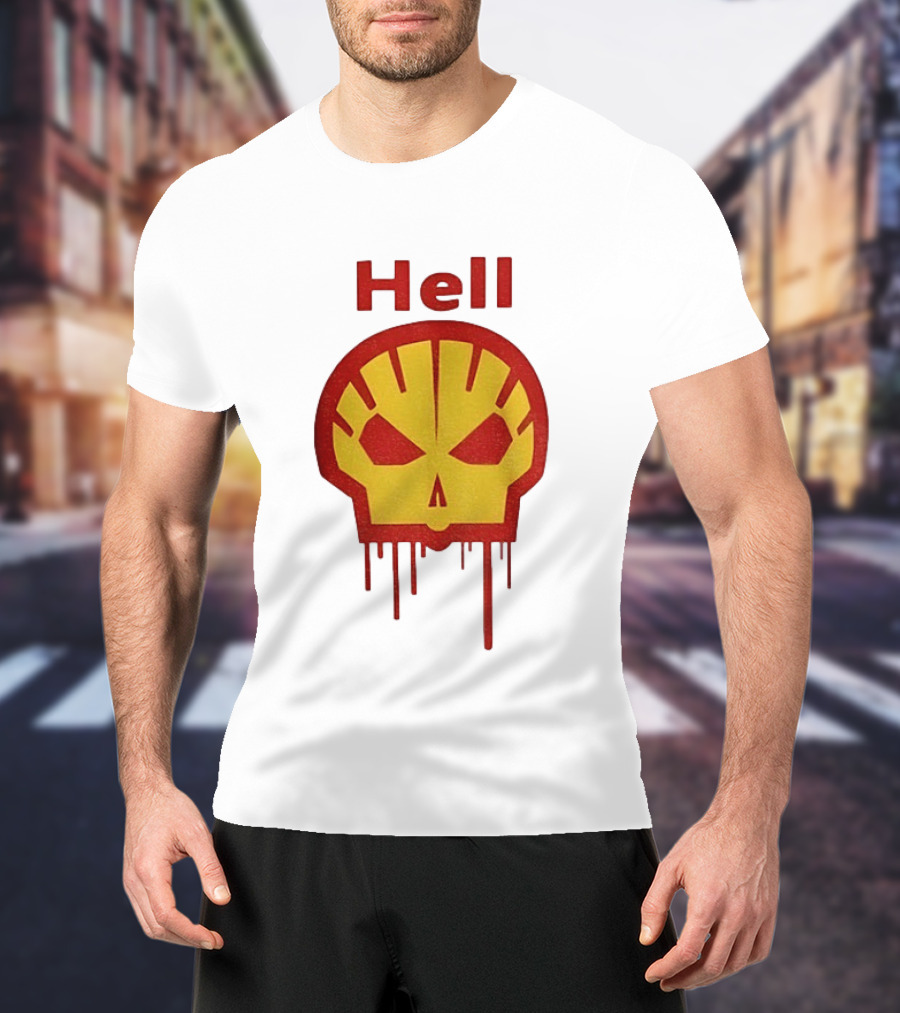 Hell Shell Dripping Skull Icon Red Yellow T-Shirt