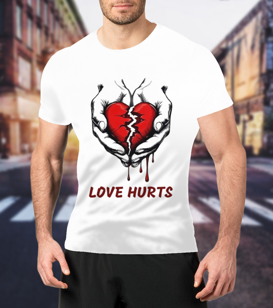Love Hurts Bleeding Broken Heart Emotional Expression T-Shirt