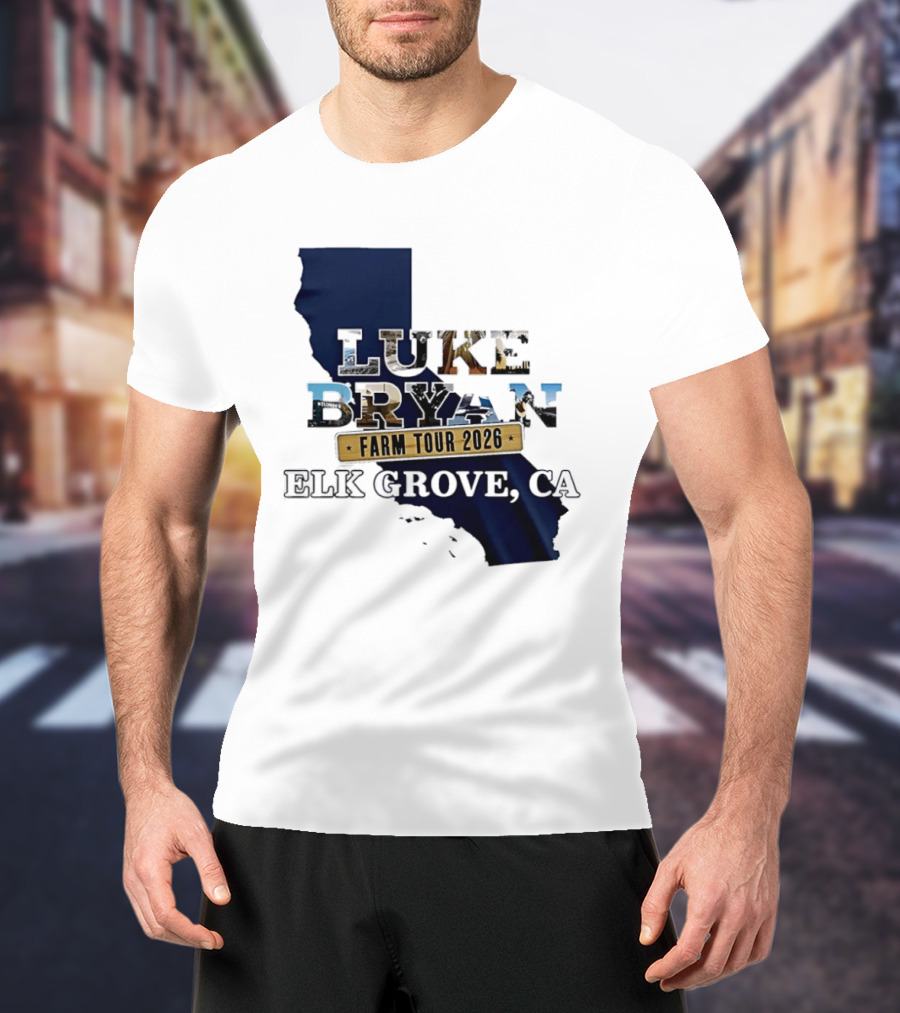 Luke Bryan Farm Tour 2026 Elk Grove CA California Map T-Shirt