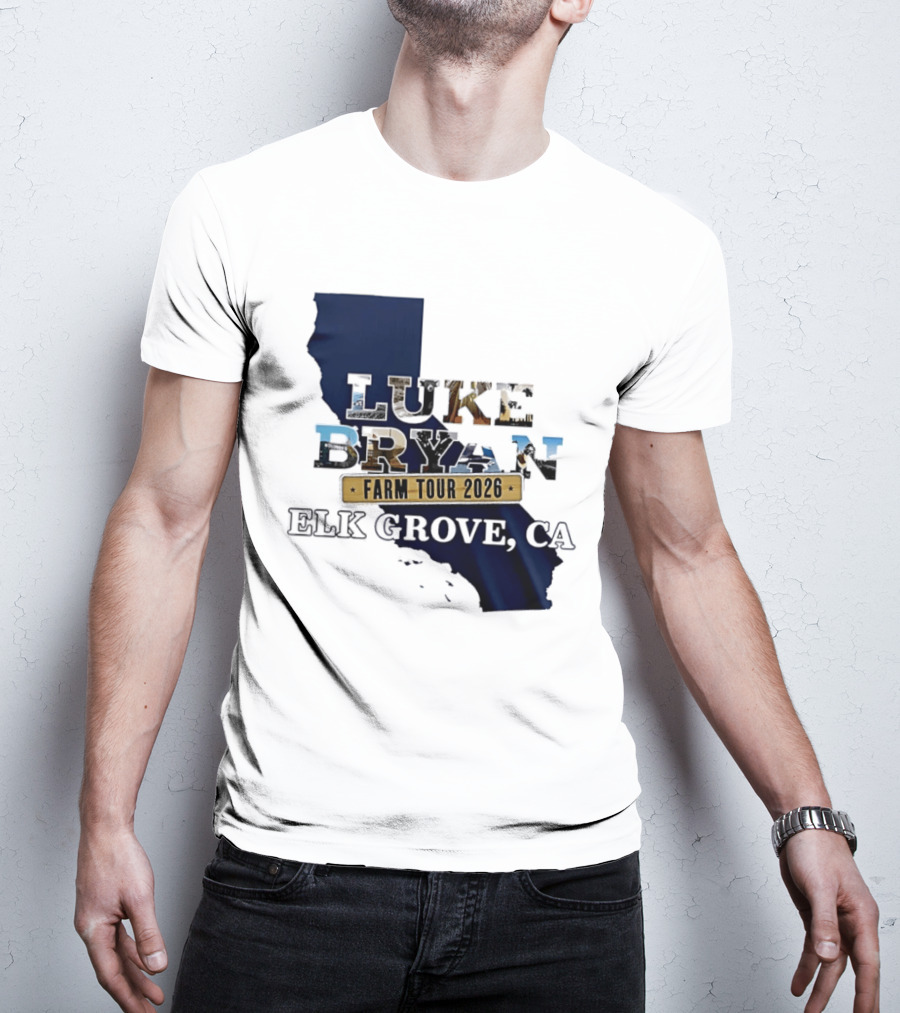 Luke Bryan Farm Tour 2026 Elk Grove CA California Map T-Shirt