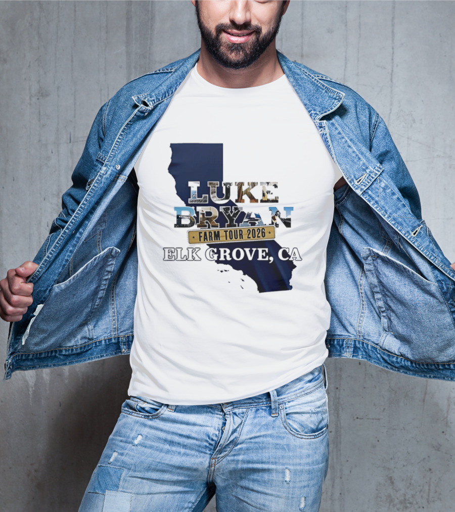 Luke Bryan Farm Tour 2026 Elk Grove CA California Map T-Shirt