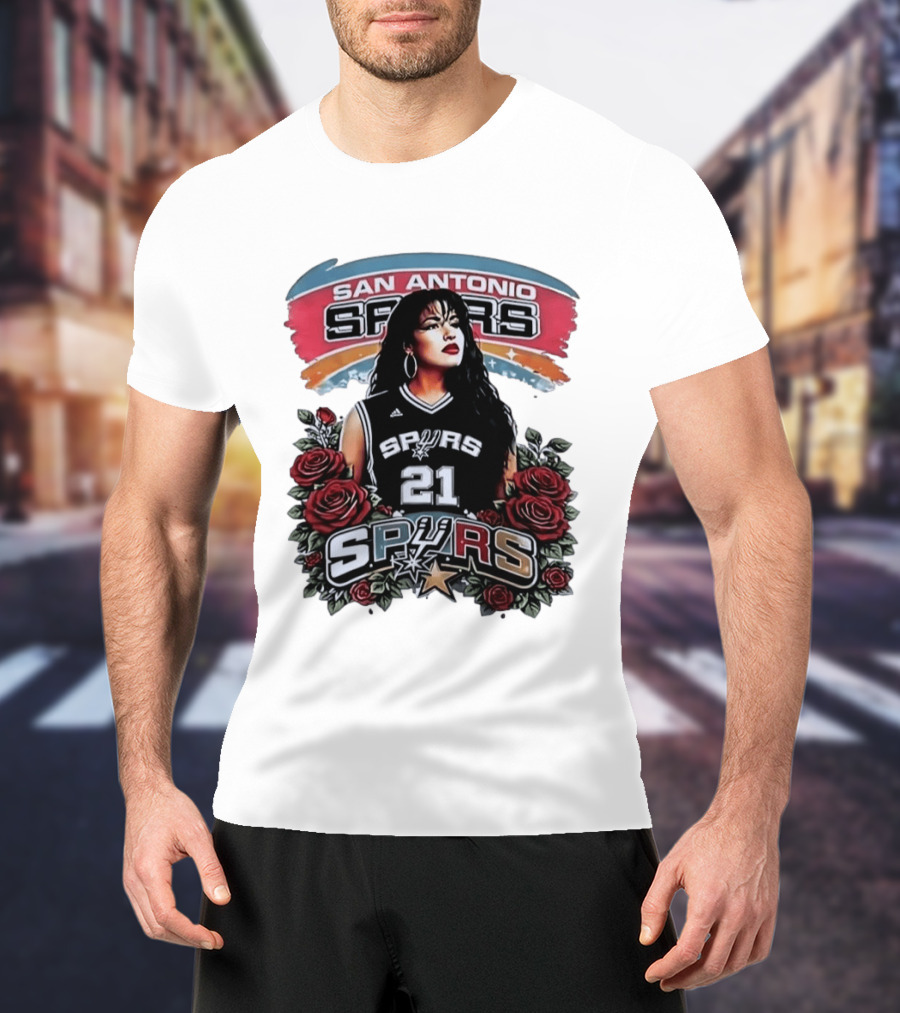 San Antonio Spurs 21 Selena Quintanilla Roses T-Shirt